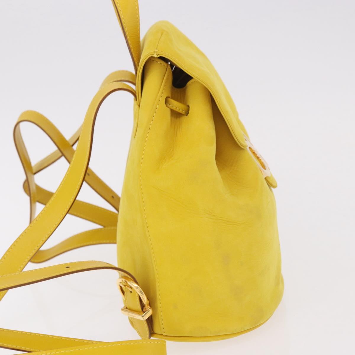 Salvatore Ferragamo Gancini Backpack Suede Yellow Gold Auth 191490A - Jerrillo image 4