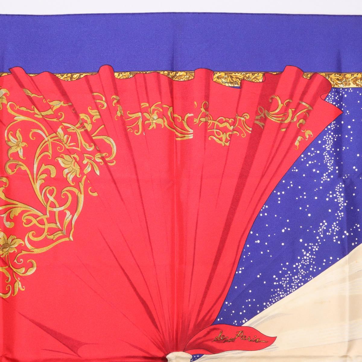 HERMES Carre 90 Scarf "Souvenirs de Paris" Silk Blue Beige Auth 191677 - Jerrillo image 3
