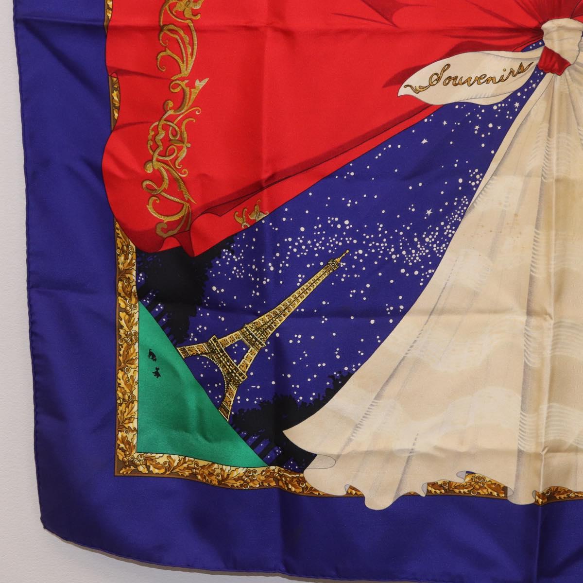 HERMES Carre 90 Scarf "Souvenirs de Paris" Silk Blue Beige Auth 191677 - Jerrillo image 8