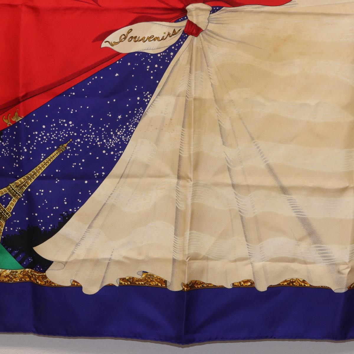 HERMES Carre 90 Scarf "Souvenirs de Paris" Silk Blue Beige Auth 191677 - Jerrillo image 9