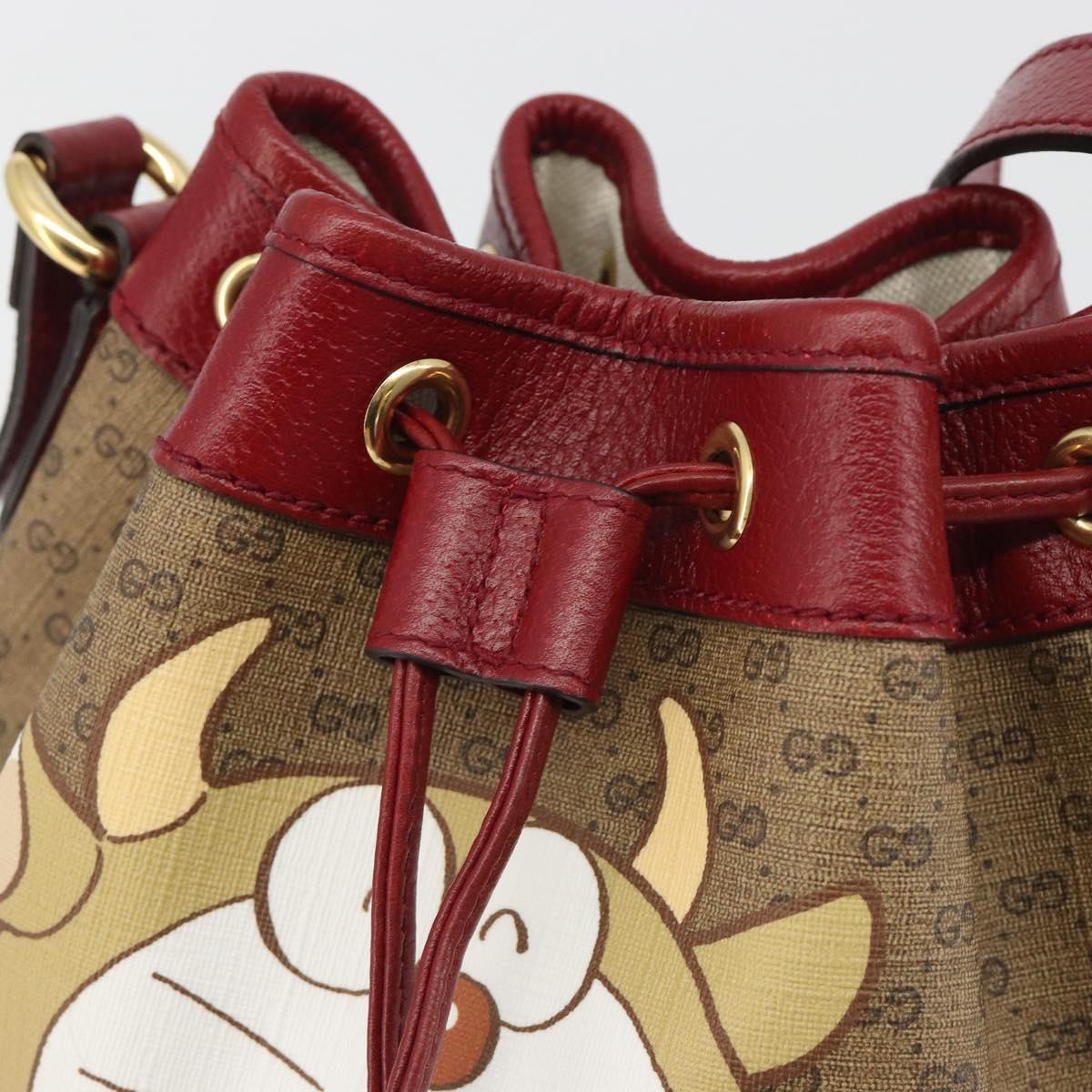 GUCCI Micro GG Doraemon Shoulder Bag PVC Beige Gold Tone 655597 Auth 191721SM - Jerrillo image 10