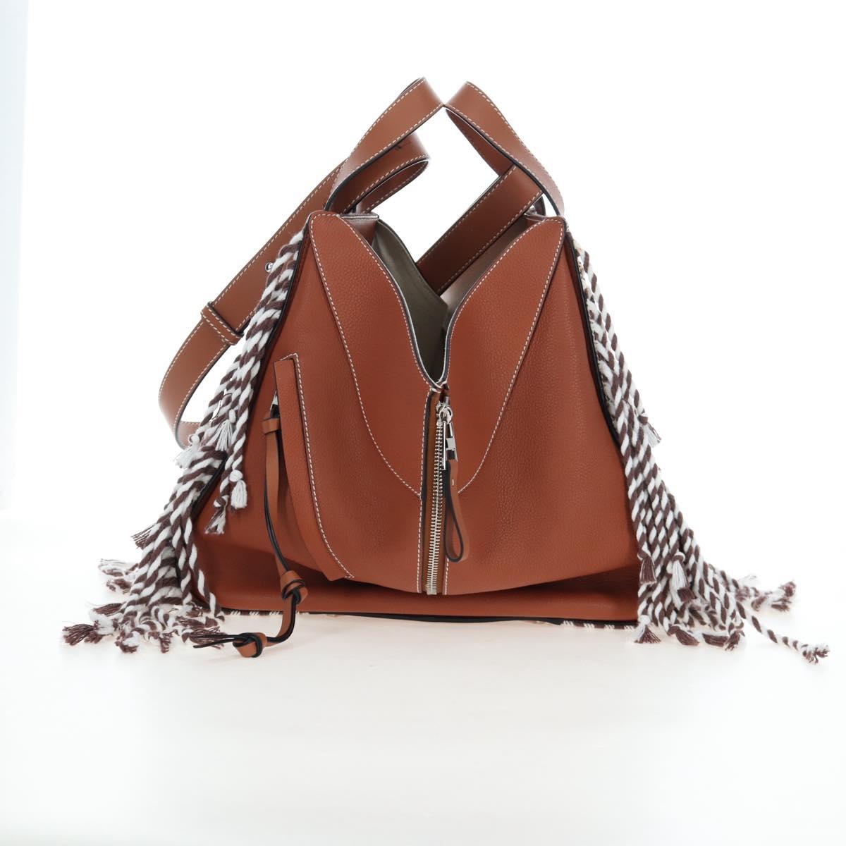 LOEWE Hammock Small Hand Bag Leather 2way Brown Silver Auth 191725SAM - Jerrillo image 4