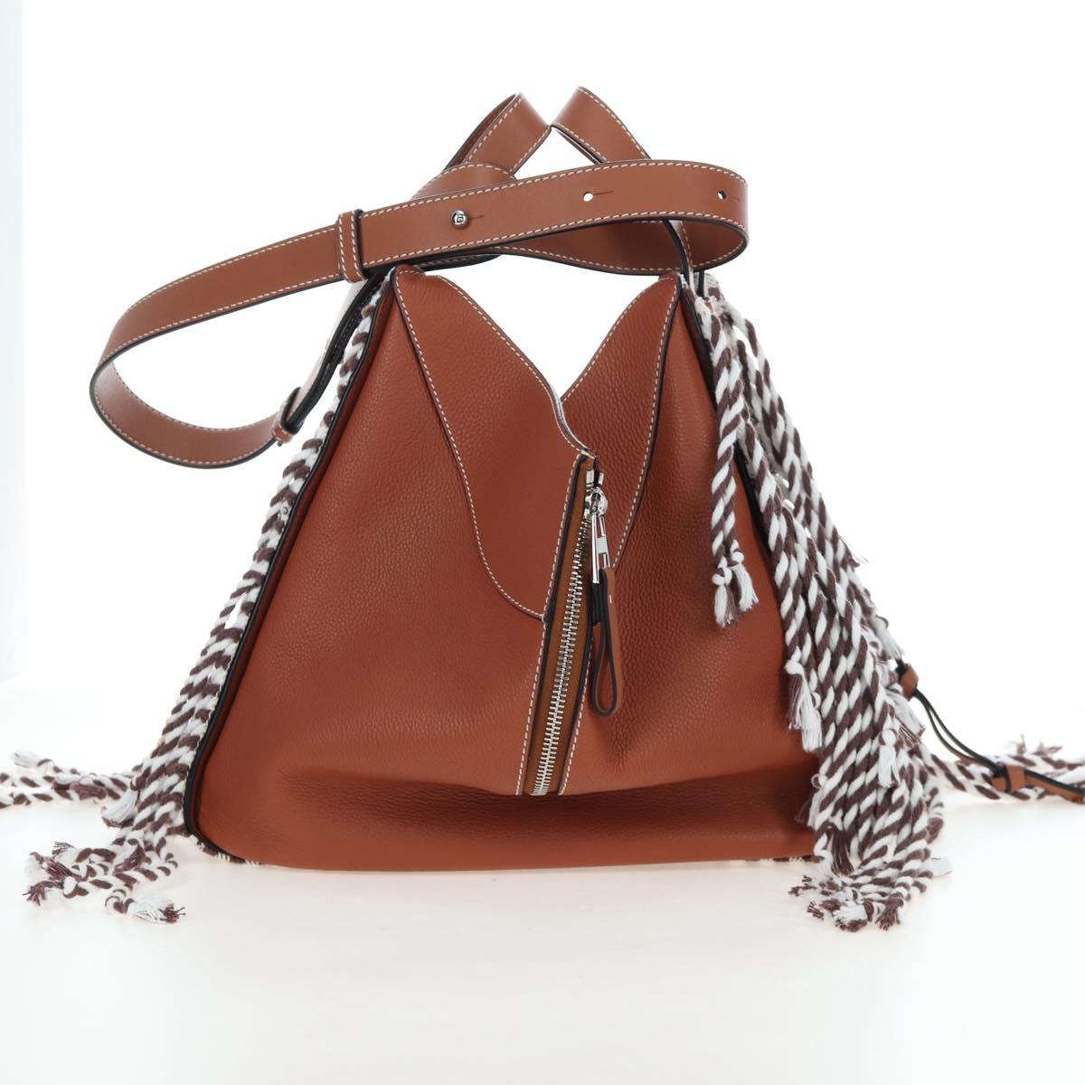 LOEWE Hammock Small Hand Bag Leather 2way Brown Silver Auth 191725SAM - Jerrillo image 5