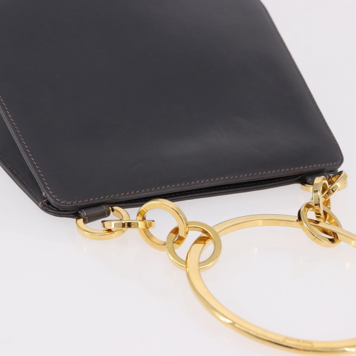 Salvatore Ferragamo Metal Hand Bag Leather Gray Gold Tone Auth 191753A - Jerrillo image 6