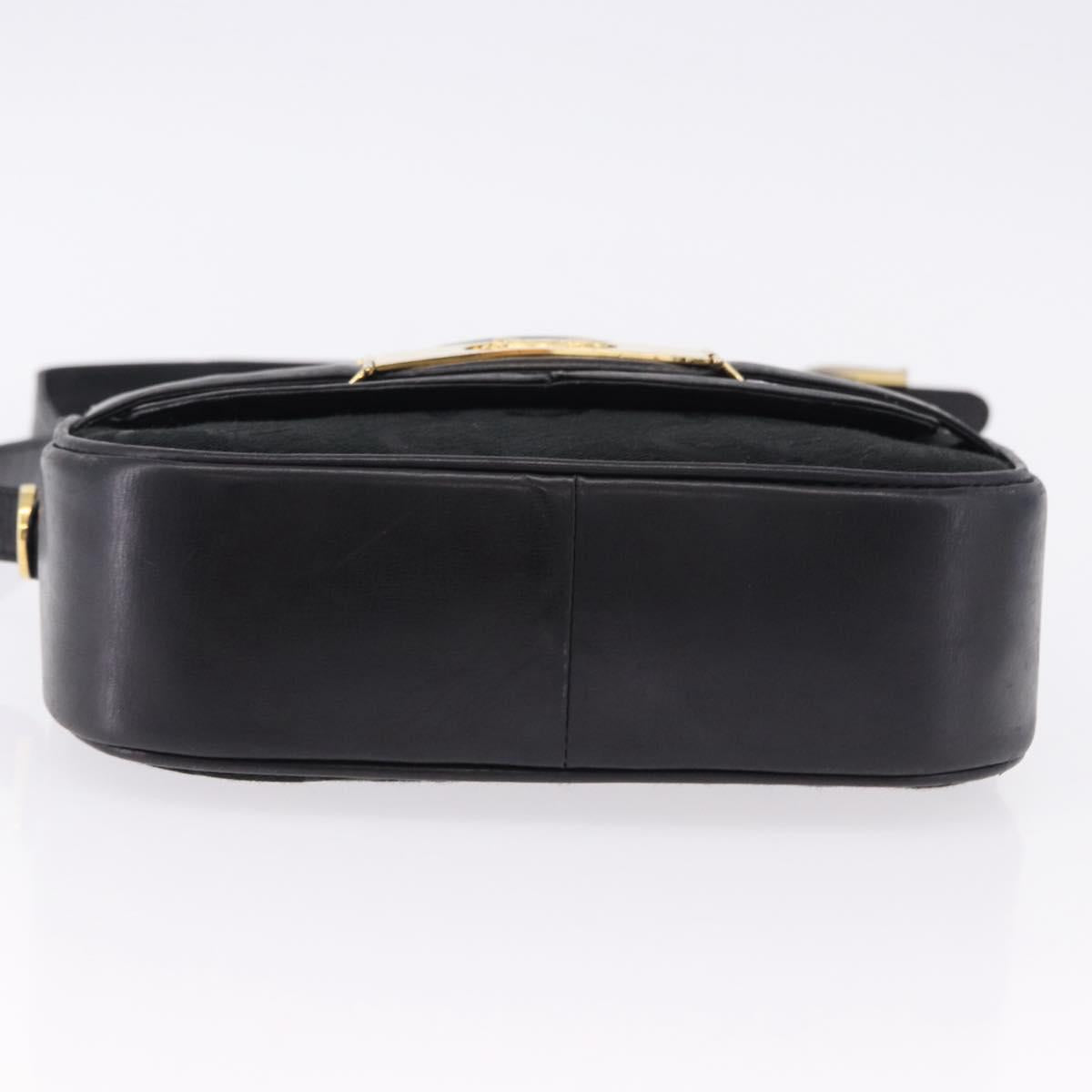 CELINE C Saluki Horse Carriage Shoulder Bag Black Gold Tone Auth 191767A - Jerrillo image 5