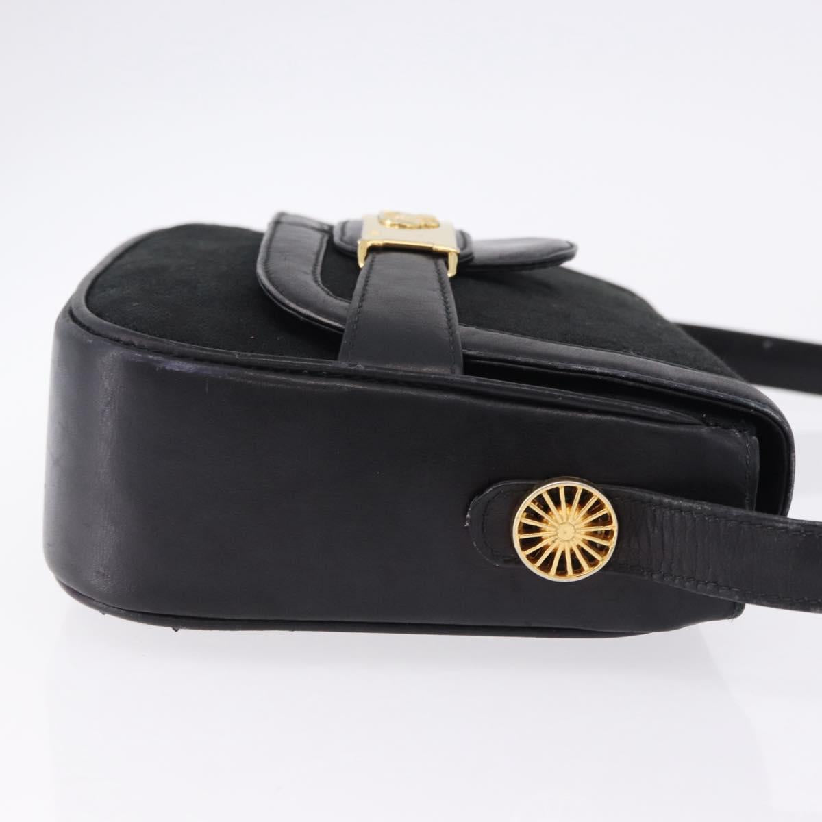 CELINE C Saluki Horse Carriage Shoulder Bag Black Gold Tone Auth 191767A - Jerrillo image 3