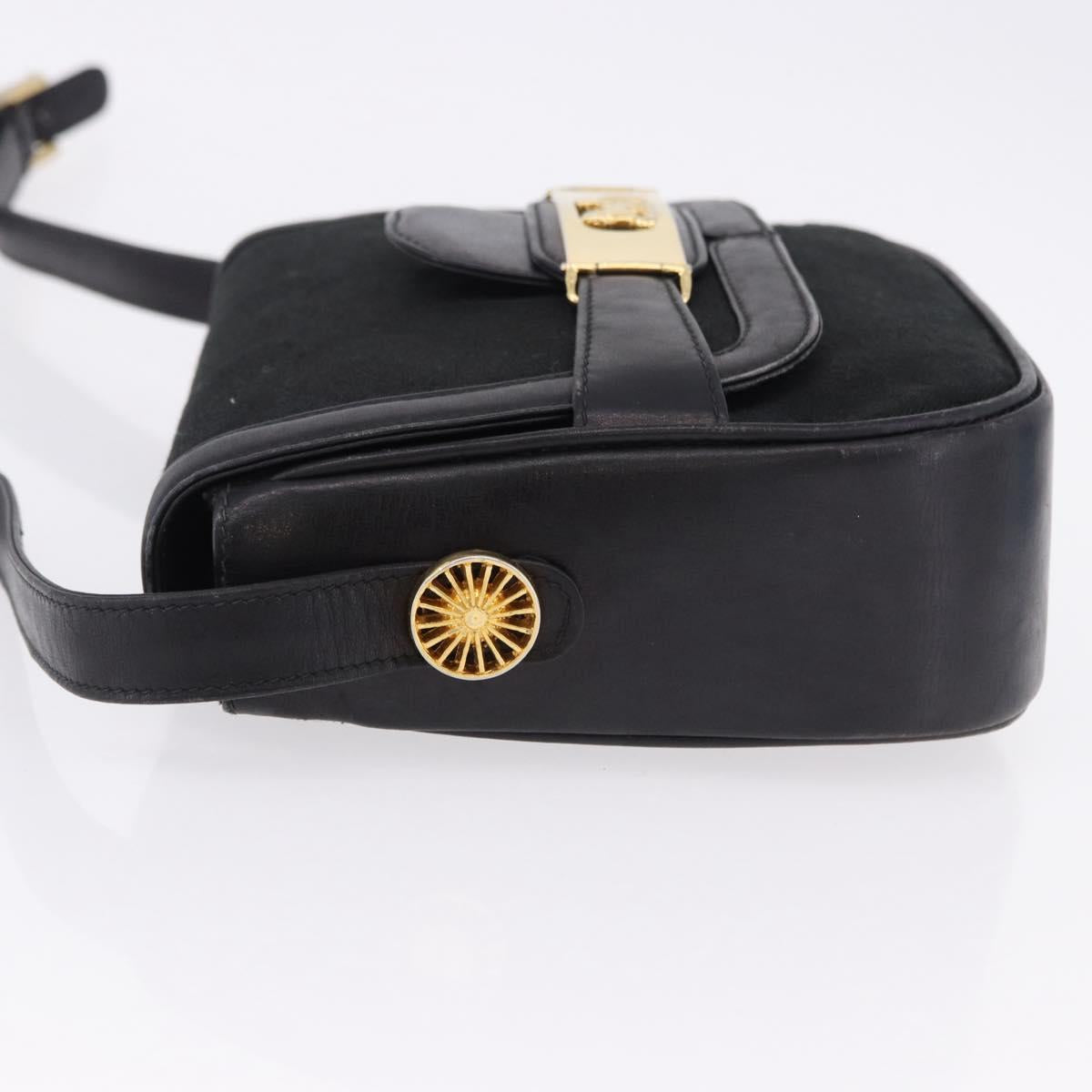 CELINE C Saluki Horse Carriage Shoulder Bag Black Gold Tone Auth 191767A - Jerrillo image 4
