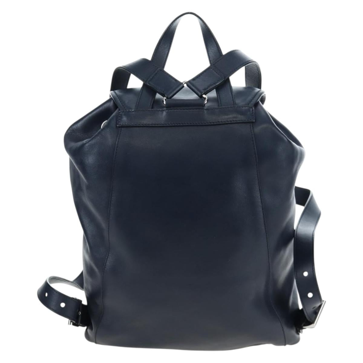 PRADA Backpack Leather Navy Silver Auth 191791V - Jerrillo image 2