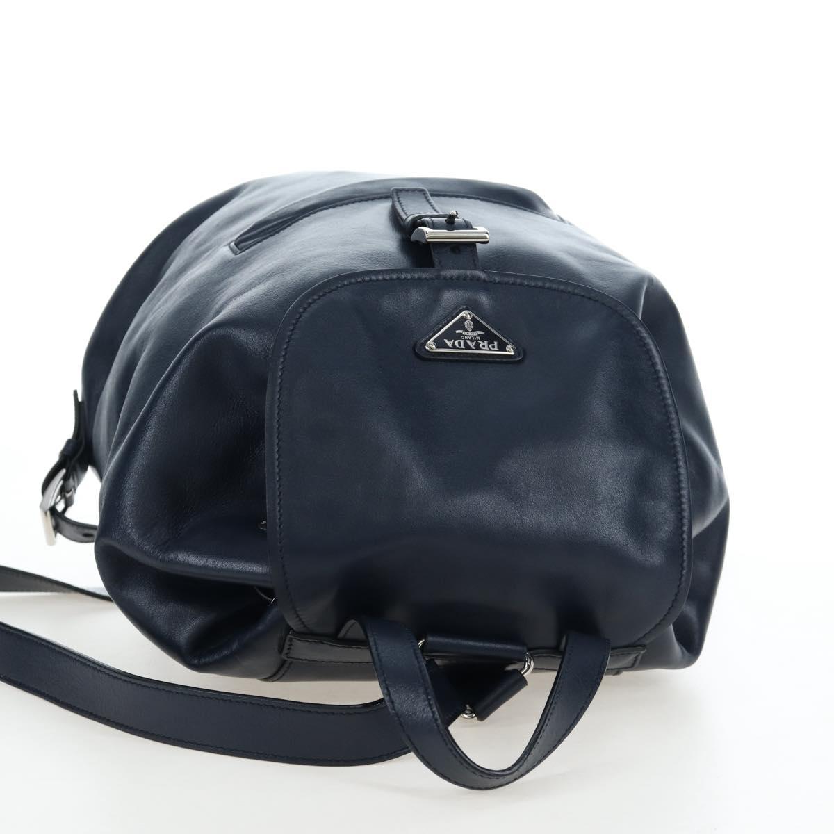 PRADA Backpack Leather Navy Silver Auth 191791V - Jerrillo image 6