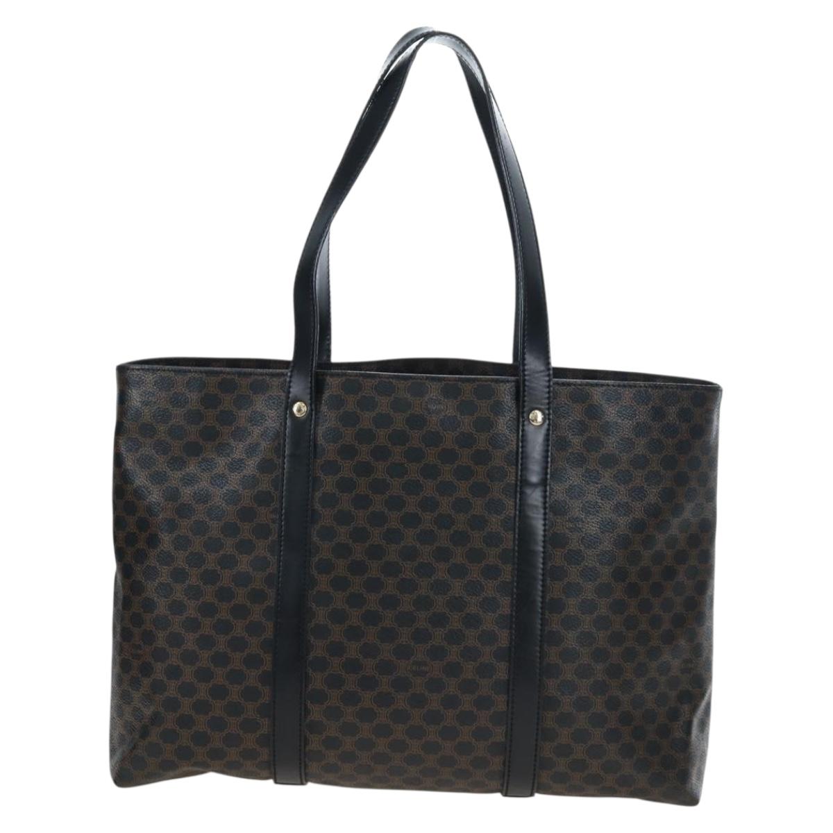 CELINE Macadam Canvas Hand Bag PVC Leather Black Gold Auth 191811V - Jerrillo image 2