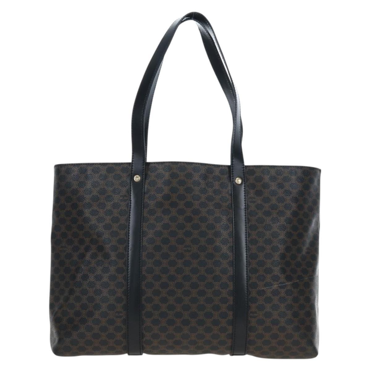 CELINE Macadam Canvas Hand Bag PVC Leather Black Gold Auth 191811V - Jerrillo image 3