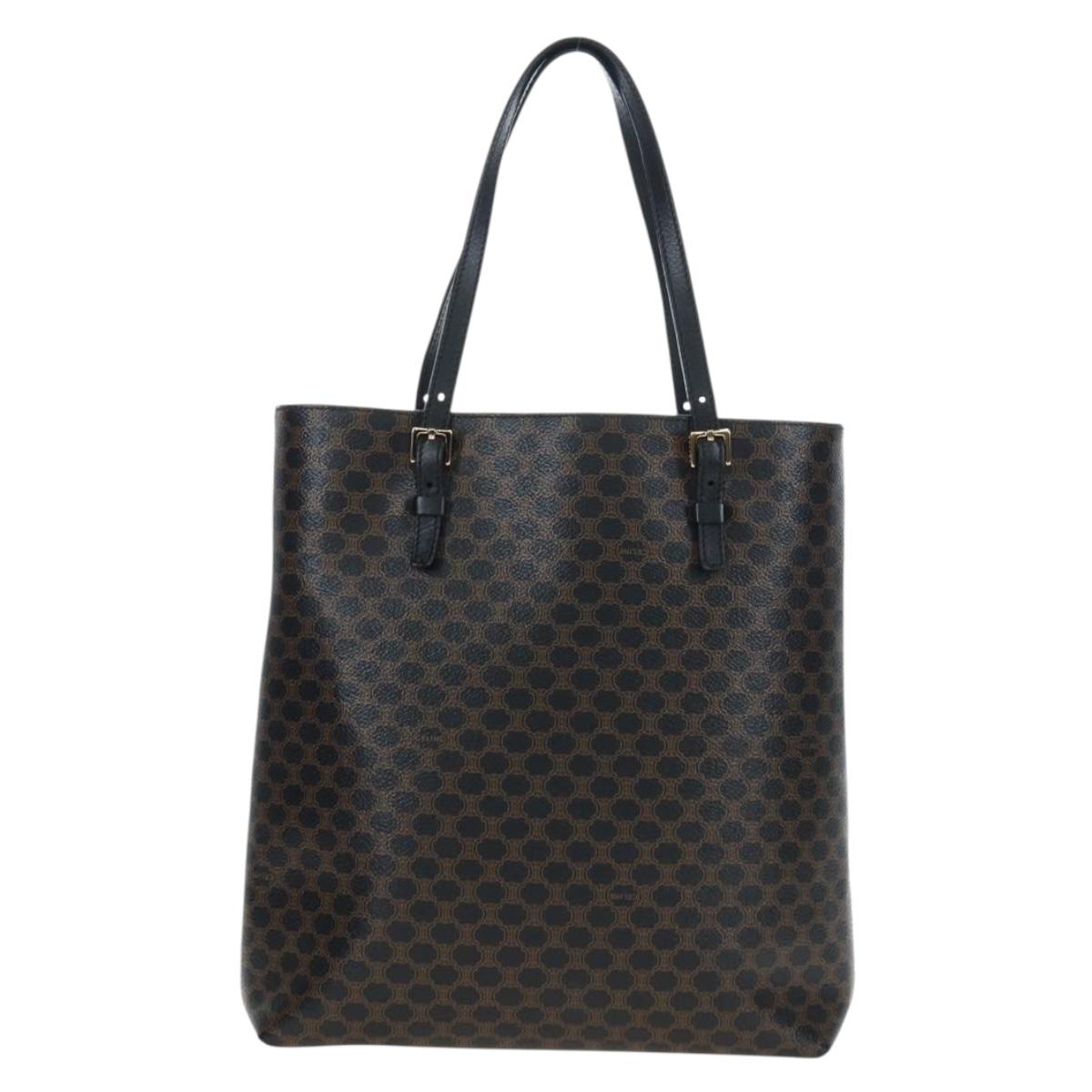 CELINE Borsa tote in tela Macadam, PVC e pelle, nera e oro, autentica 191814V - Jerrillo image 3