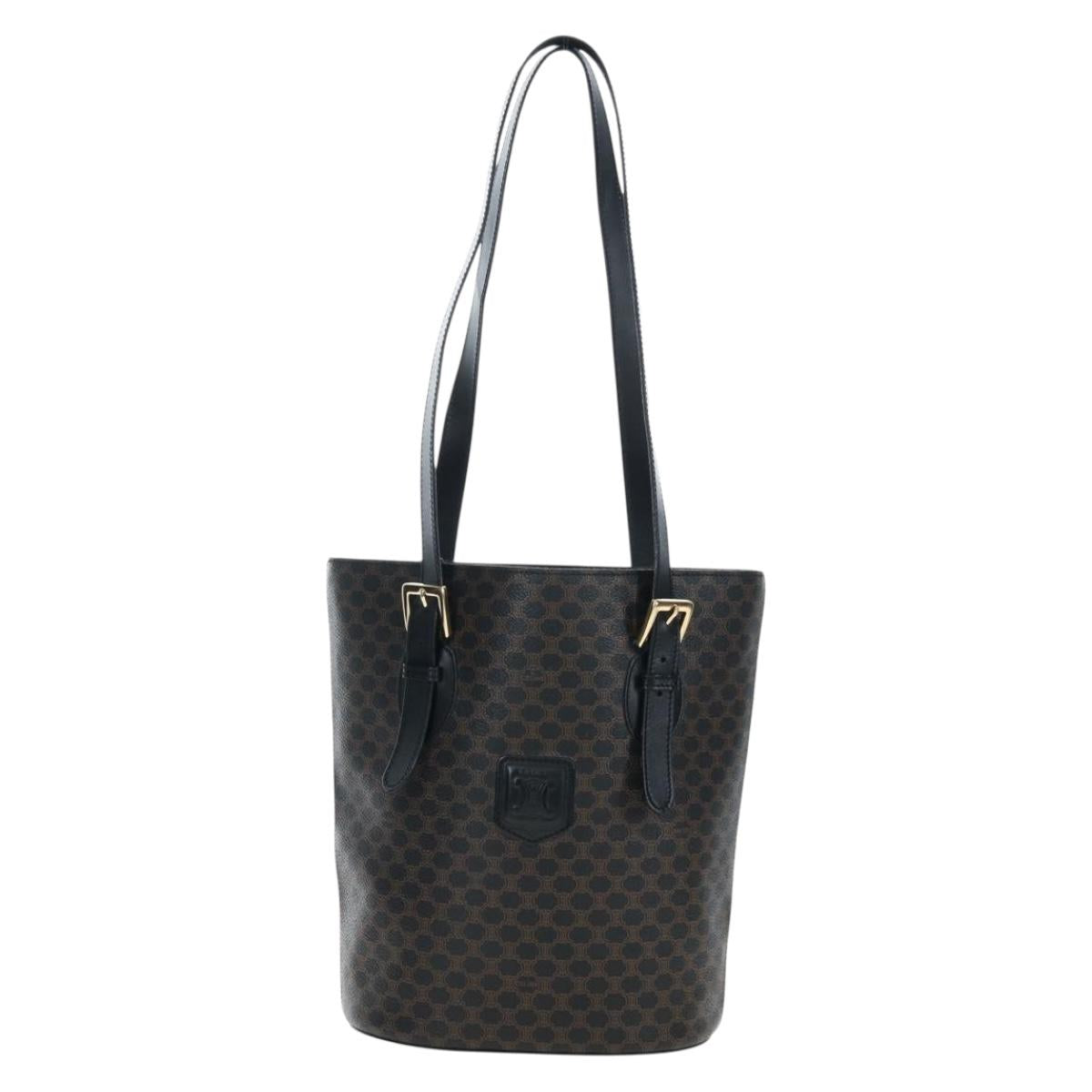 CELINE Macadam Canvas Tote Bag PVC Leather Black Gold Auth 191815V - Jerrillo image 2