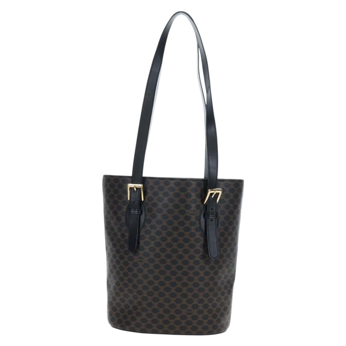 CELINE Macadam Canvas Tote Bag PVC Leather Black Gold Auth 191815V - Jerrillo image 3