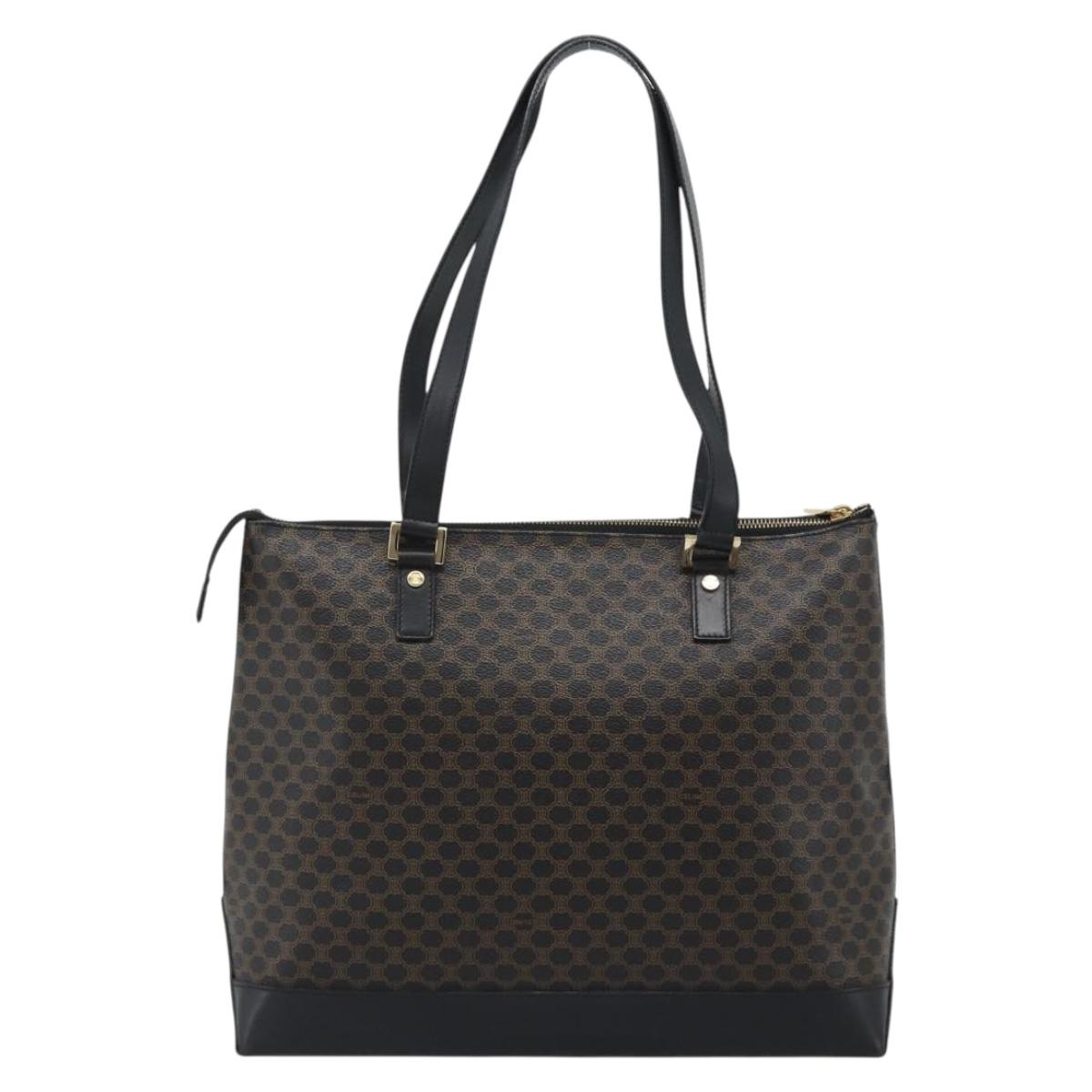 CELINE Macadam Canvas Tote Bag PVC Leather Black Gold Auth 191826V - Jerrillo image 2
