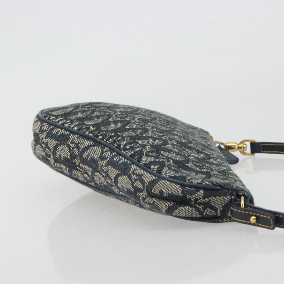 Christian Dior Trotter Canvas Saddle Pouch Navy Gold Auth 191838V - Jerrillo image 4