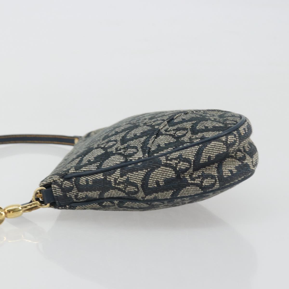 Christian Dior Trotter Canvas Saddle Pouch Navy Gold Auth 191838V - Jerrillo image 5