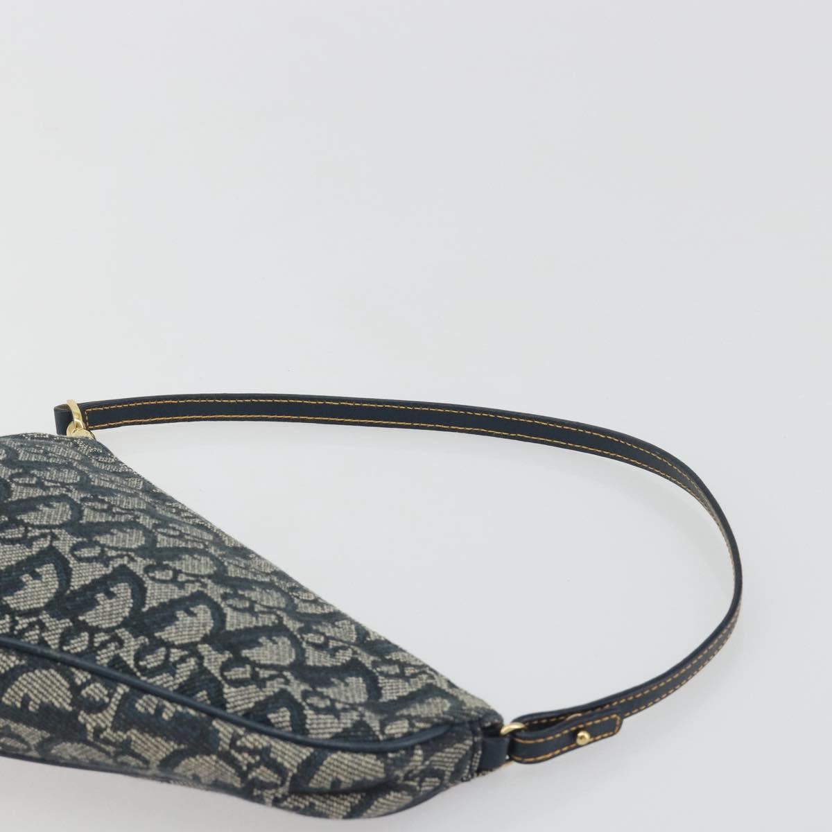 Christian Dior Trotter Canvas Saddle Pouch Navy Gold Auth 191838V - Jerrillo image 8