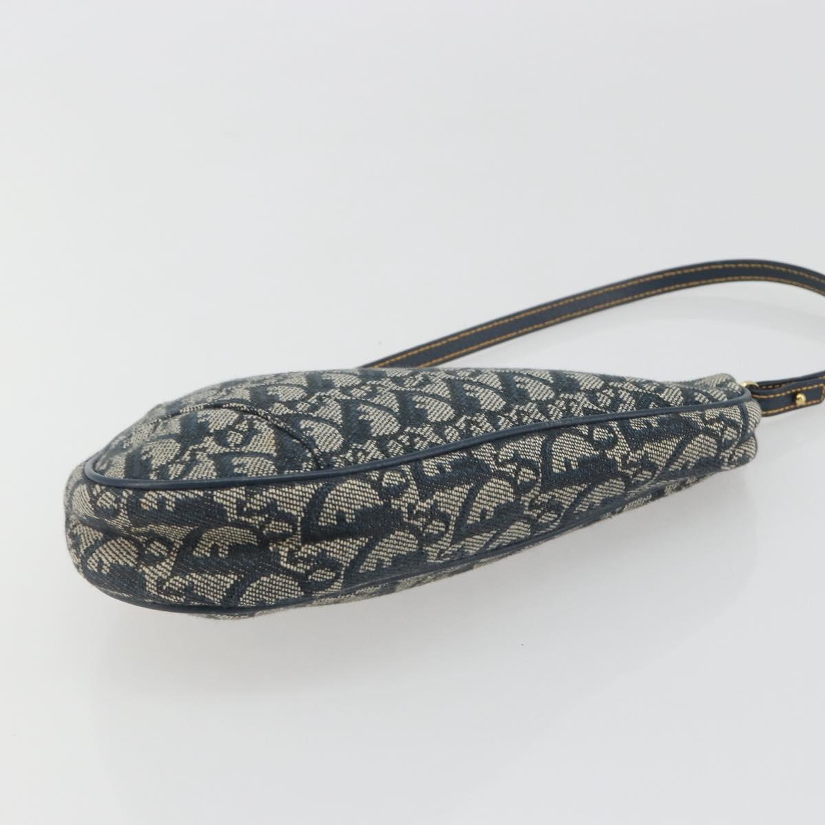 Christian Dior Trotter Canvas Saddle Pouch Navy Gold Auth 191838V - Jerrillo image 9