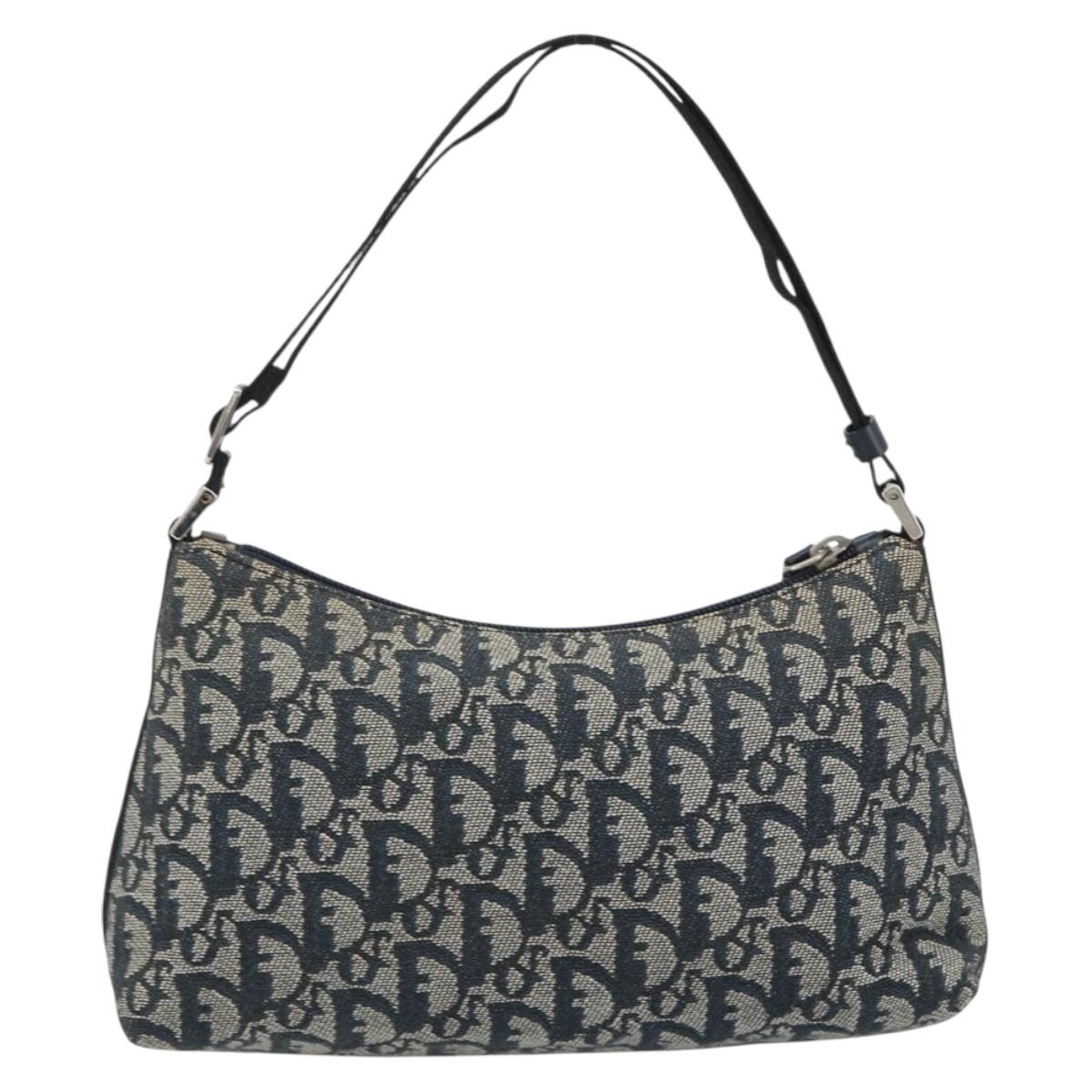 Christian Dior Trotter Canvas Shoulder Bag Navy Silver Auth 191848A - Jerrillo image 2