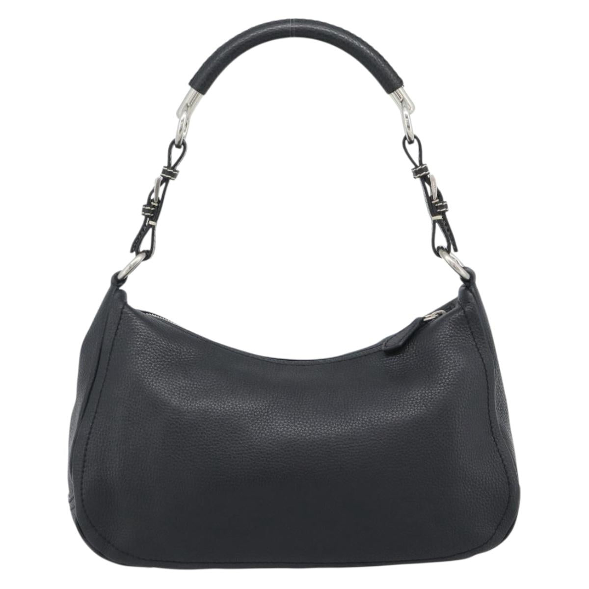 PRADA Hand Bag Leather Black Silver Auth 191866V - Jerrillo image 2