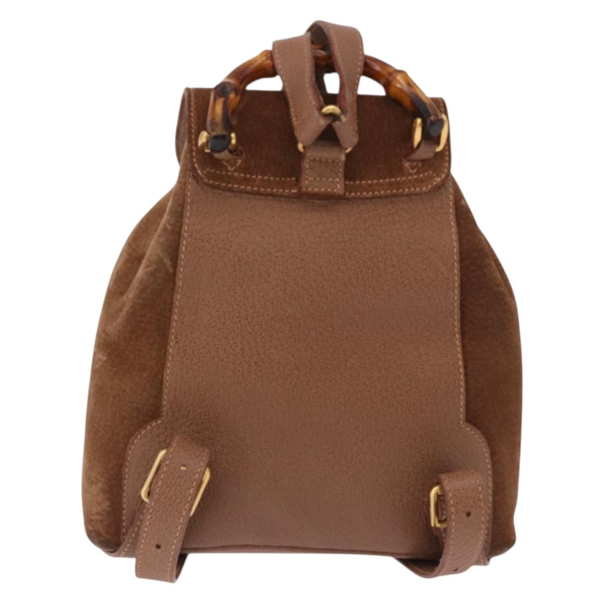 GUCCI Bamboo Backpack Suede Brown Gold 003 1705 0030 Auth 191888 - Jerrillo image 3