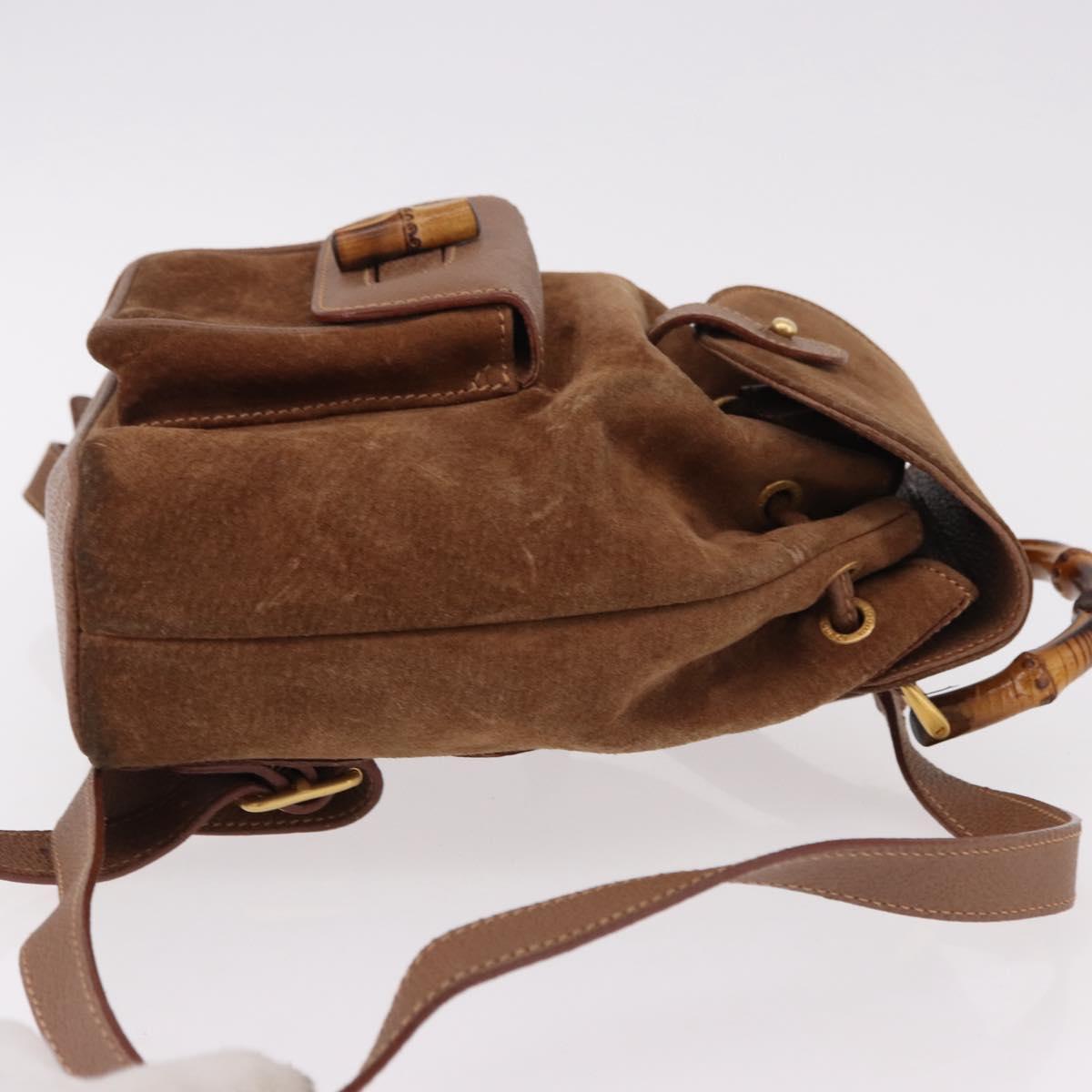 GUCCI Bamboo Backpack Suede Brown Gold 003 1705 0030 Auth 191888 - Jerrillo image 4