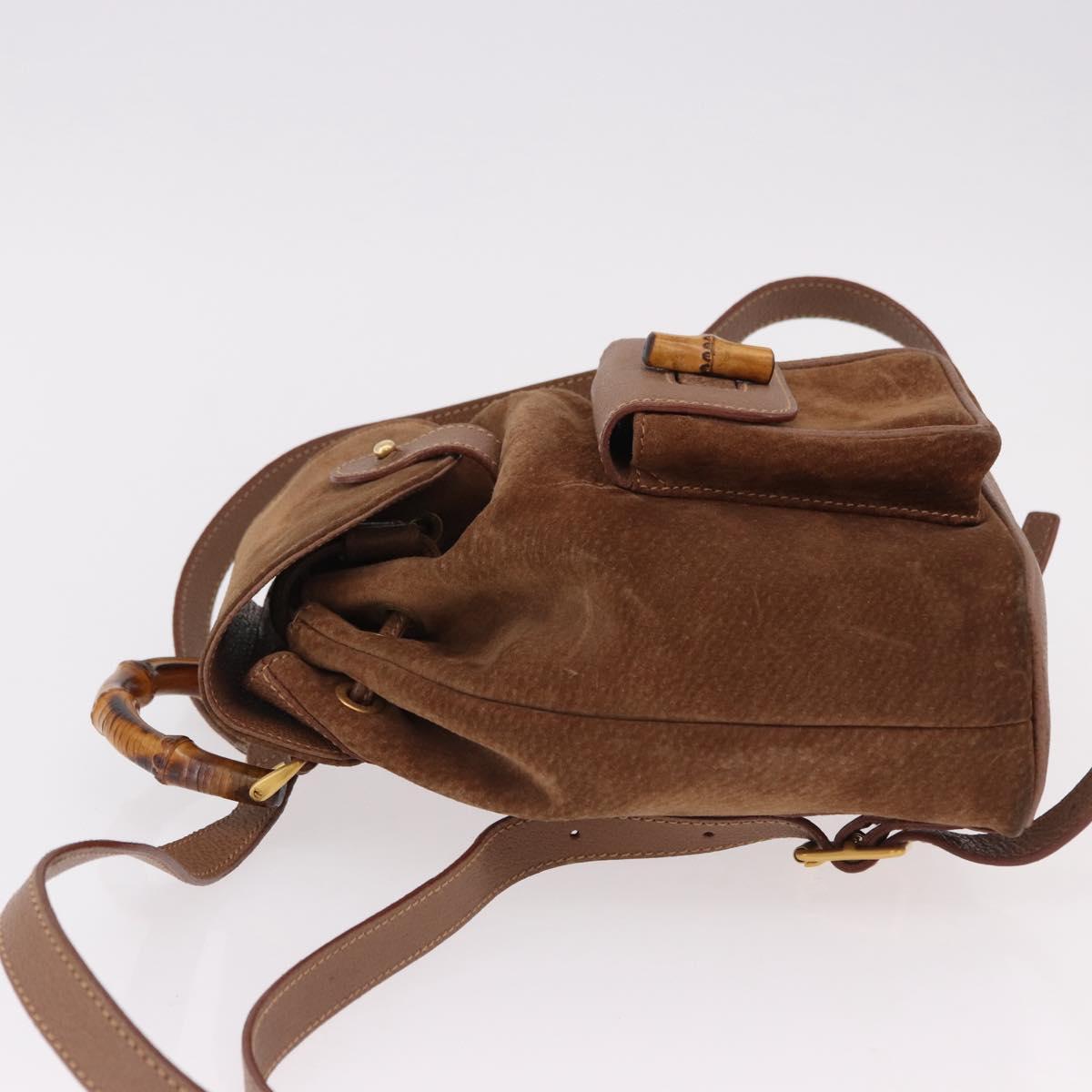 GUCCI Bamboo Backpack Suede Brown Gold 003 1705 0030 Auth 191888 - Jerrillo image 5