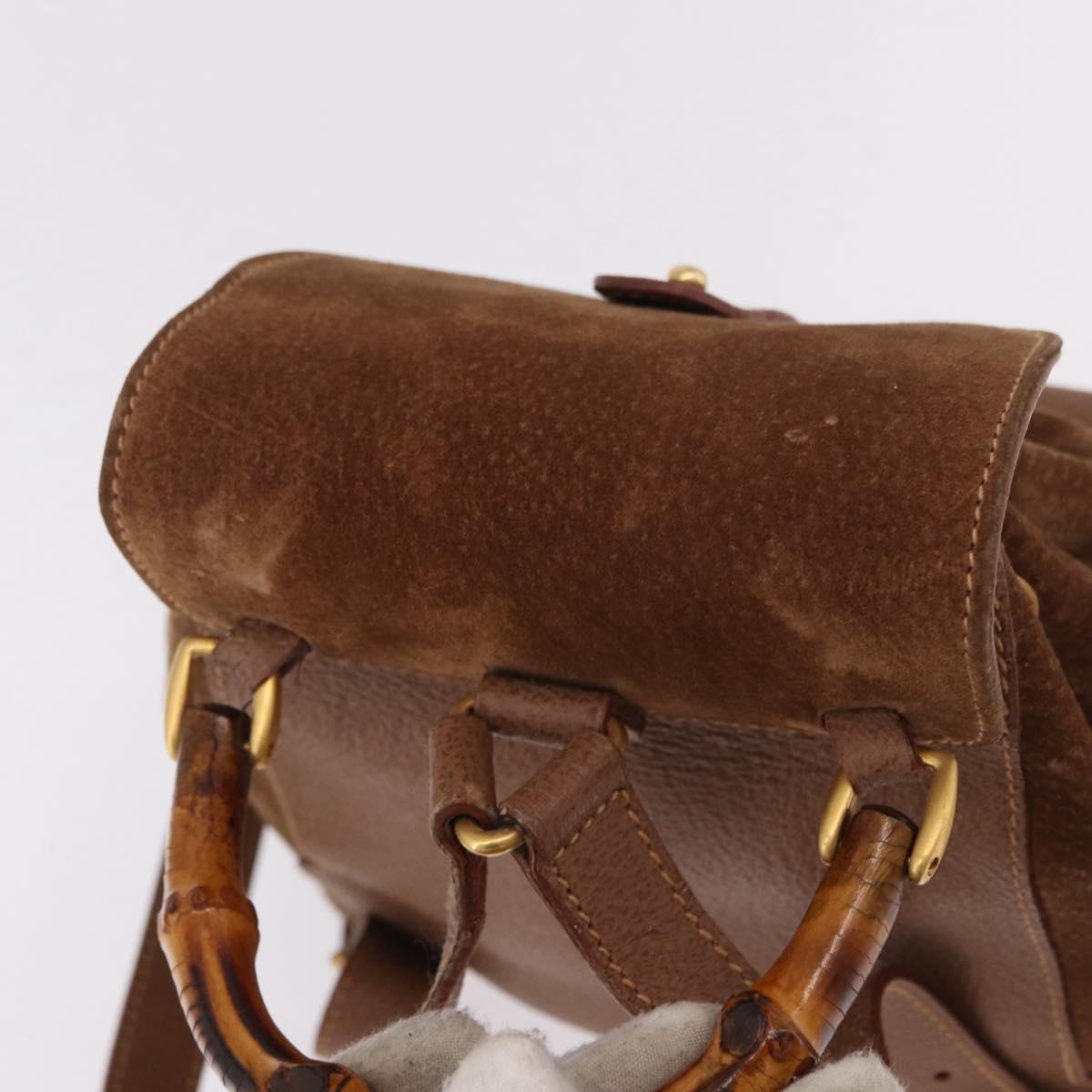GUCCI Bamboo Backpack Suede Brown Gold 003 1705 0030 Auth 191888 - Jerrillo image 6