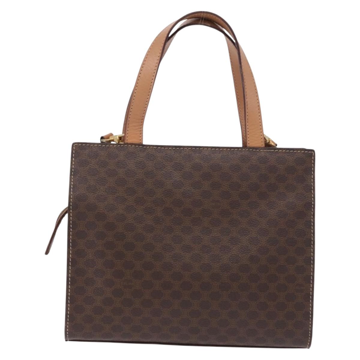 CELINE Macadam Canvas Hand Bag PVC Leather 2way Brown Gold Auth 191900 - Jerrillo image 2