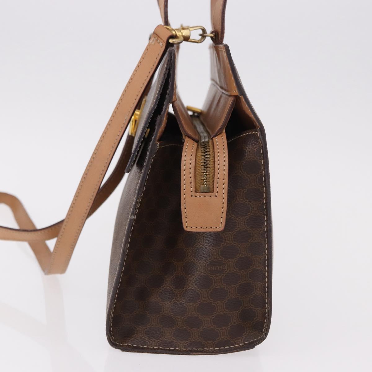 CELINE Macadam Canvas Hand Bag PVC Leather 2way Brown Gold Auth 191900 - Jerrillo image 3