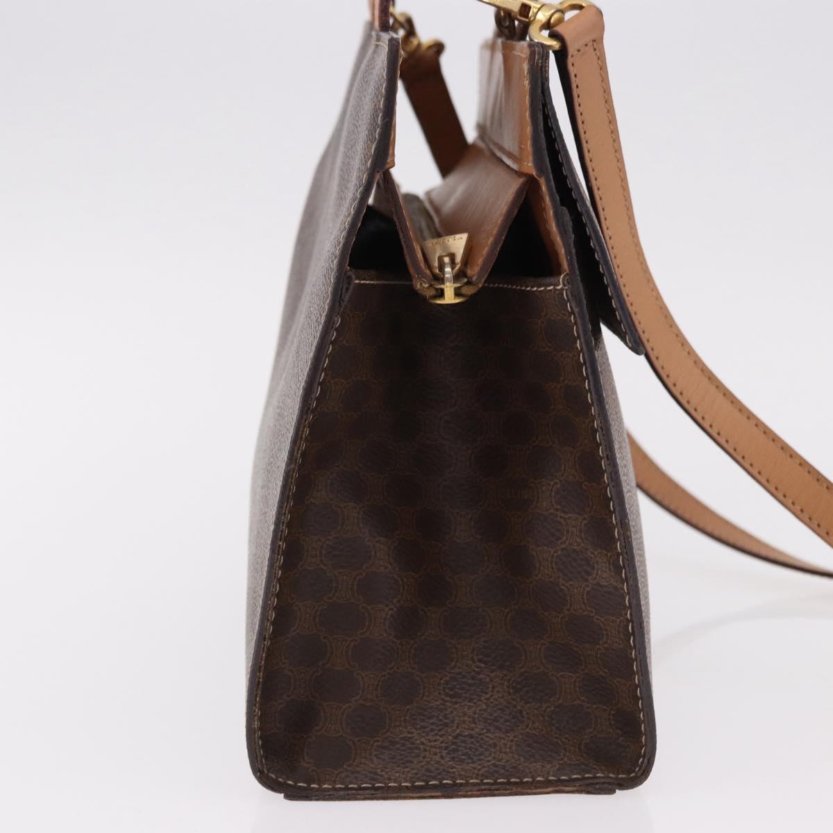 CELINE Macadam Canvas Hand Bag PVC Leather 2way Brown Gold Auth 191900 - Jerrillo image 4
