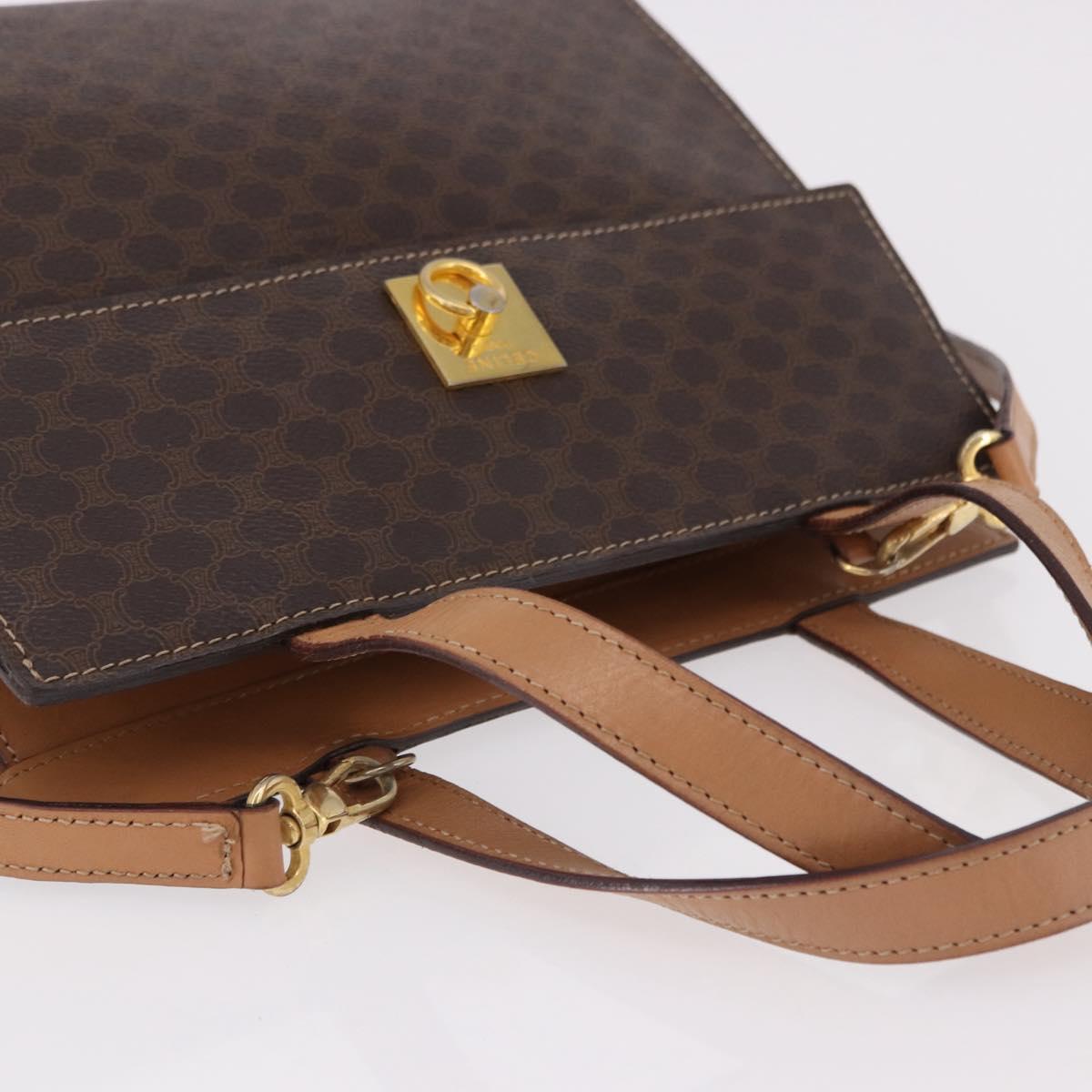 CELINE Macadam Canvas Hand Bag PVC Leather 2way Brown Gold Auth 191900 - Jerrillo image 6