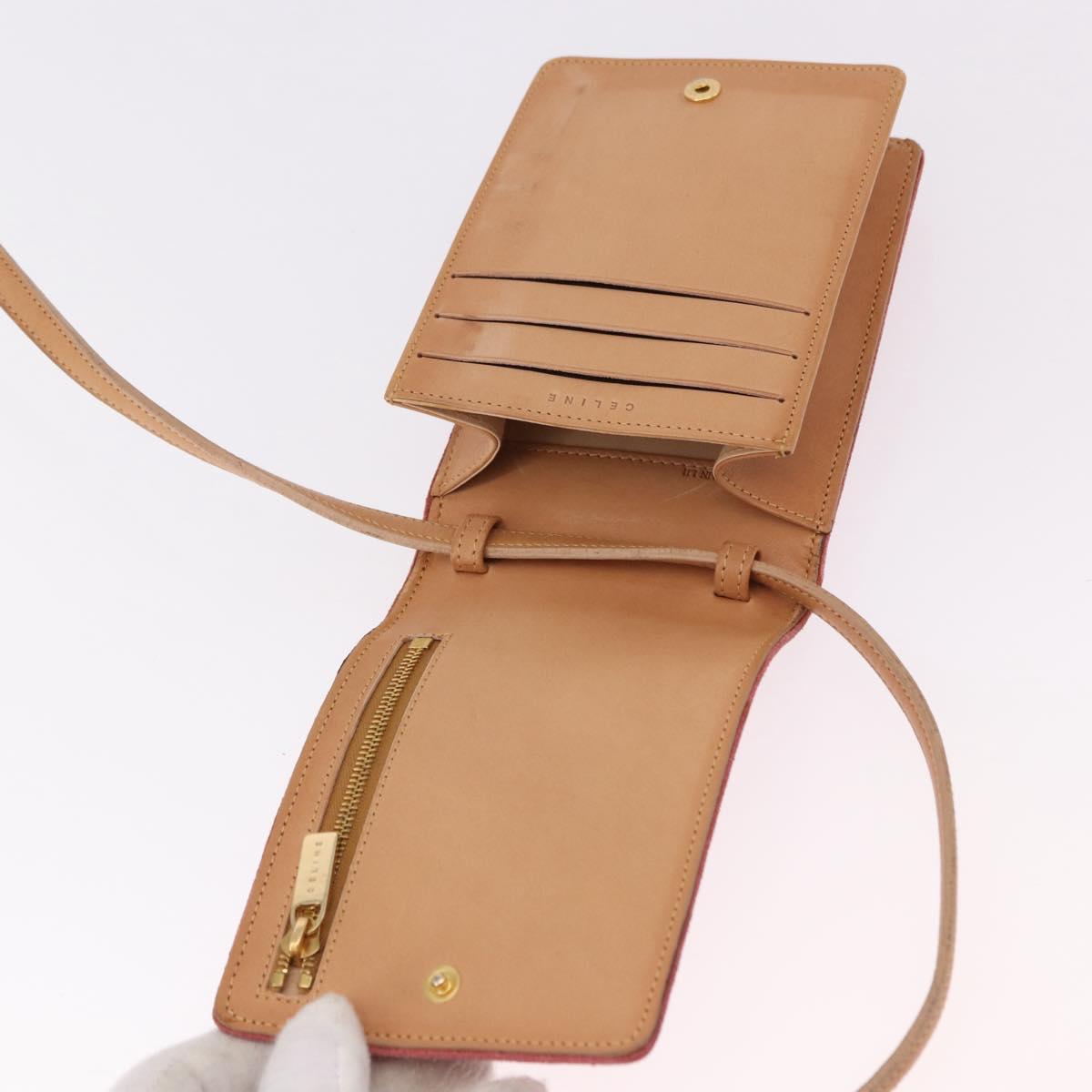 CELINE C Macadam Canvas Shoulder Wallet Suede Pink Gold Auth 192028A - Jerrillo image 9