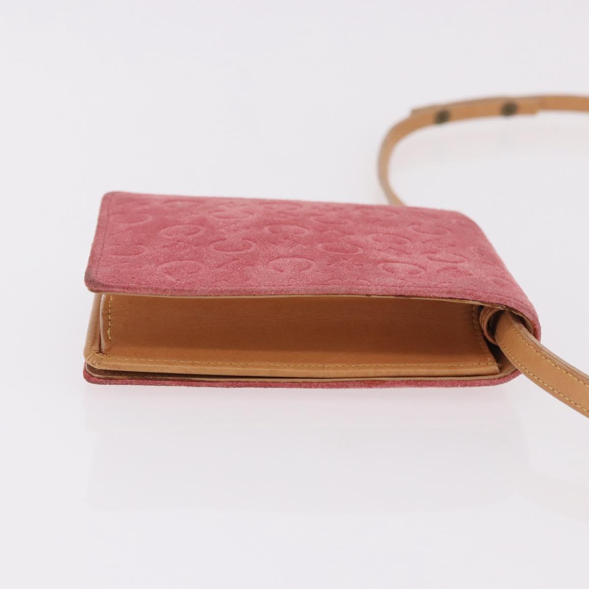 CELINE C Macadam Canvas Shoulder Wallet Suede Pink Gold Auth 192028A - Jerrillo image 3