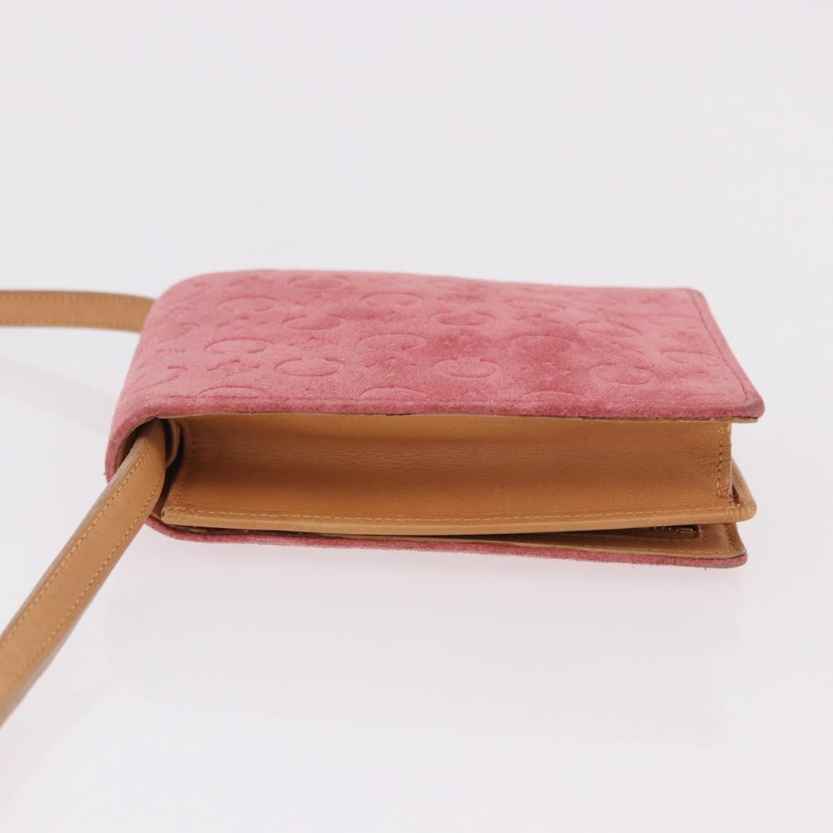 CELINE C Macadam Canvas Shoulder Wallet Suede Pink Gold Auth 192028A - Jerrillo image 4