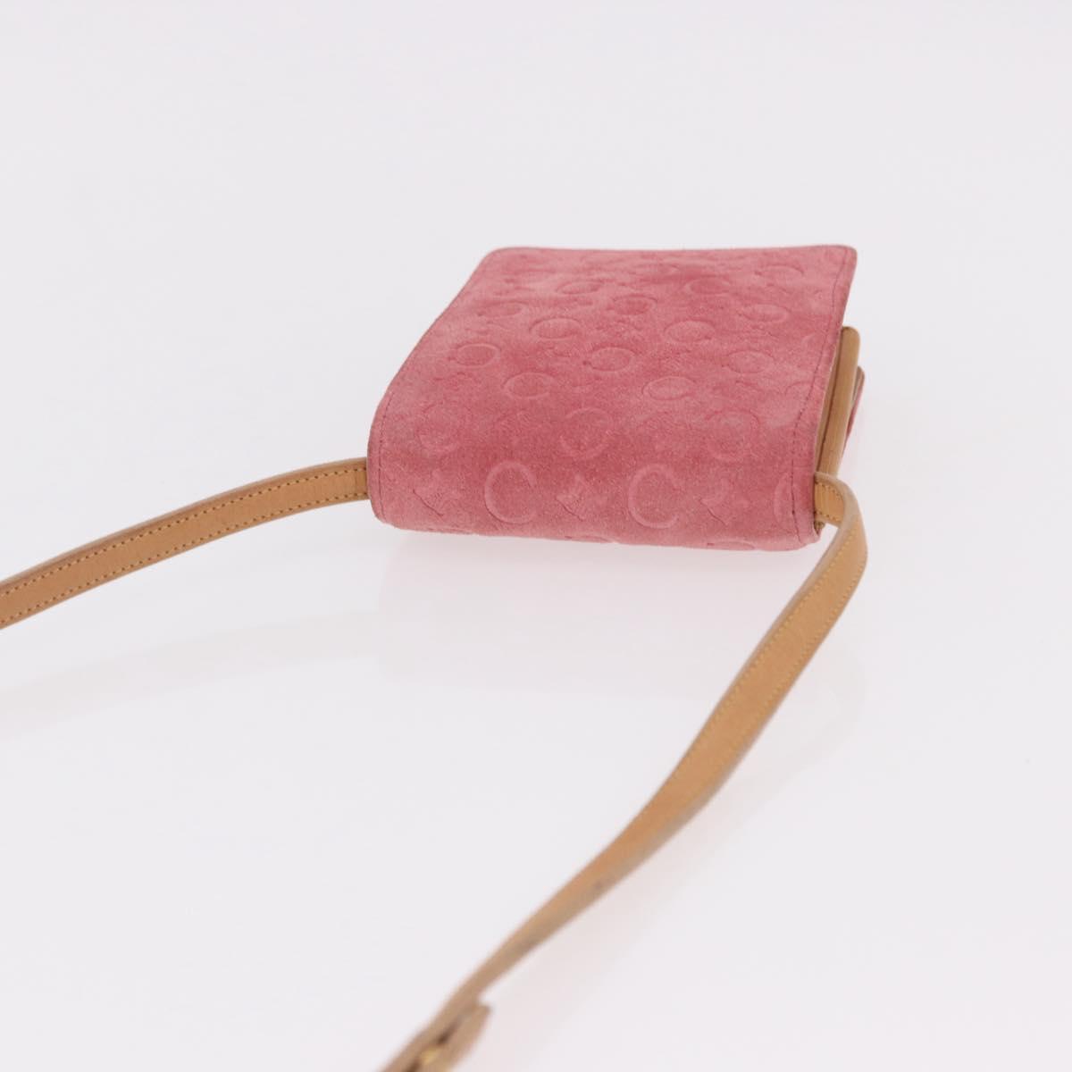 CELINE C Macadam Canvas Shoulder Wallet Suede Pink Gold Auth 192028A - Jerrillo image 6