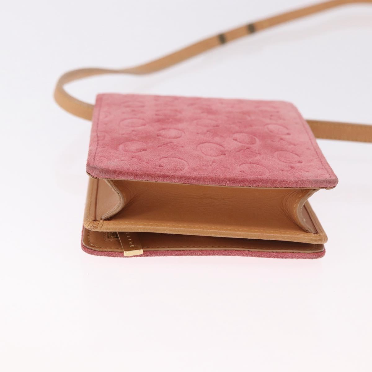 CELINE C Macadam Canvas Shoulder Wallet Suede Pink Gold Auth 192028A - Jerrillo image 5