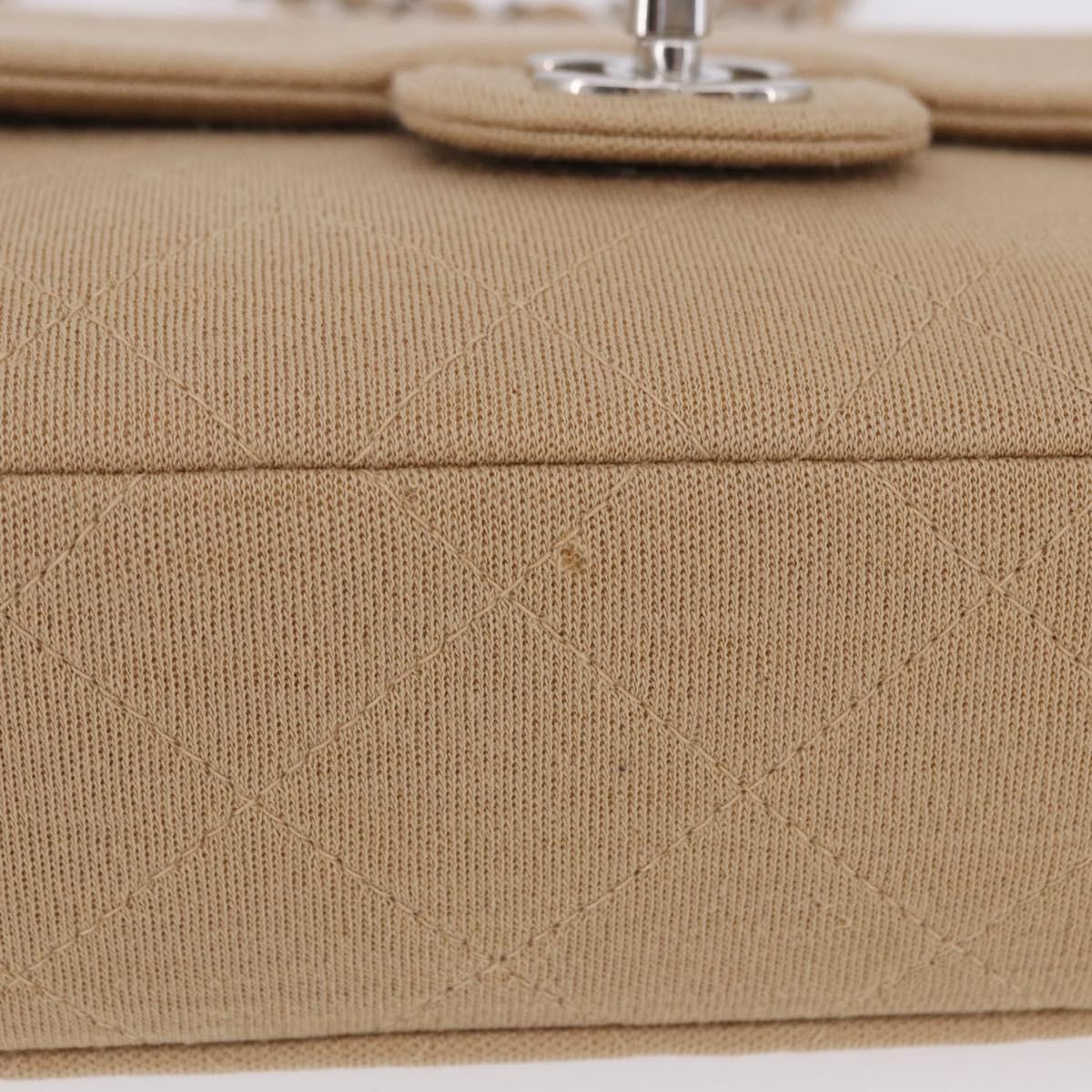 CHANEL Matelasse 25 Chain Shoulder Bag Cotton Beige Silver CC Auth 192083A - Jerrillo image 7