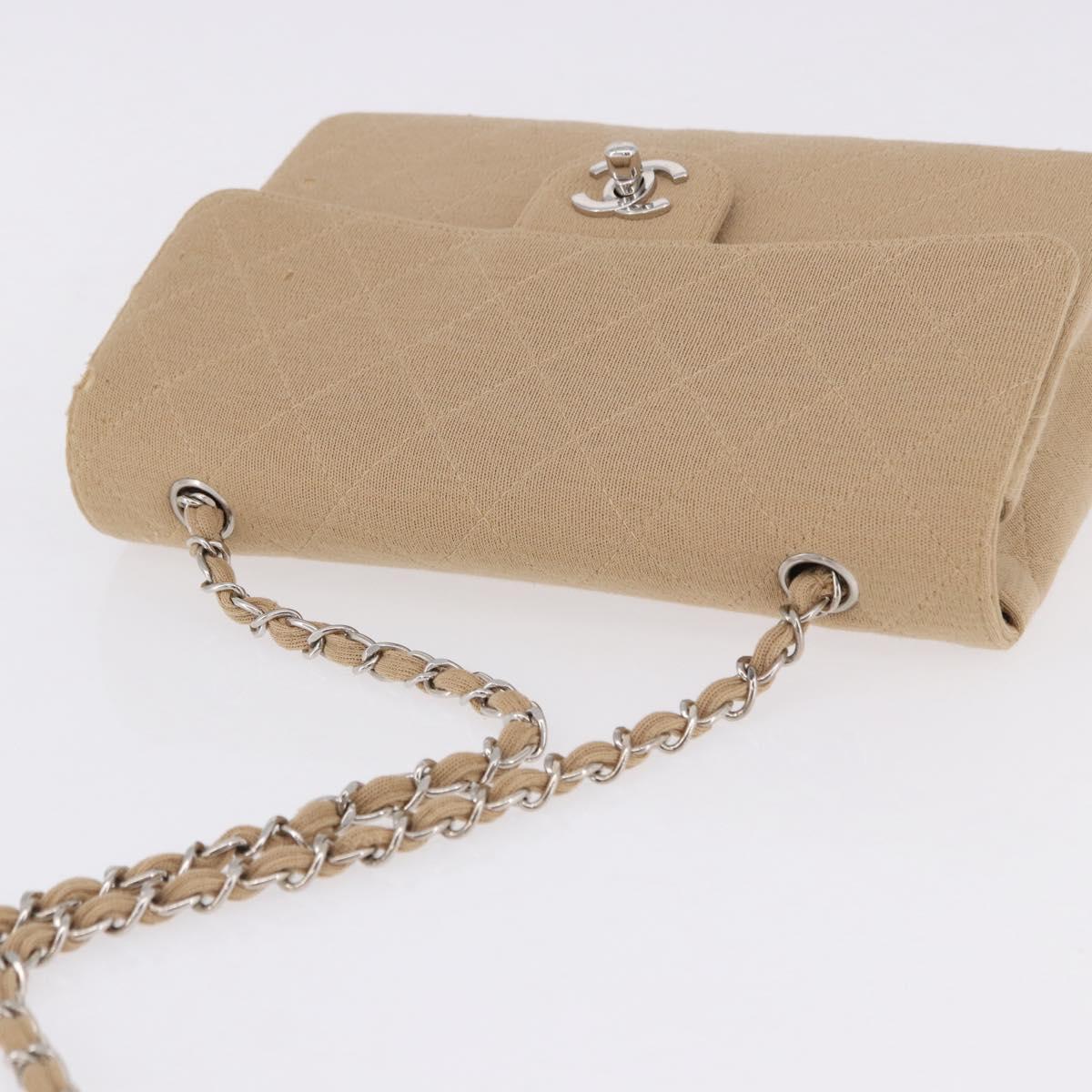 CHANEL Matelasse 25 Chain Shoulder Bag Cotton Beige Silver CC Auth 192083A - Jerrillo image 8