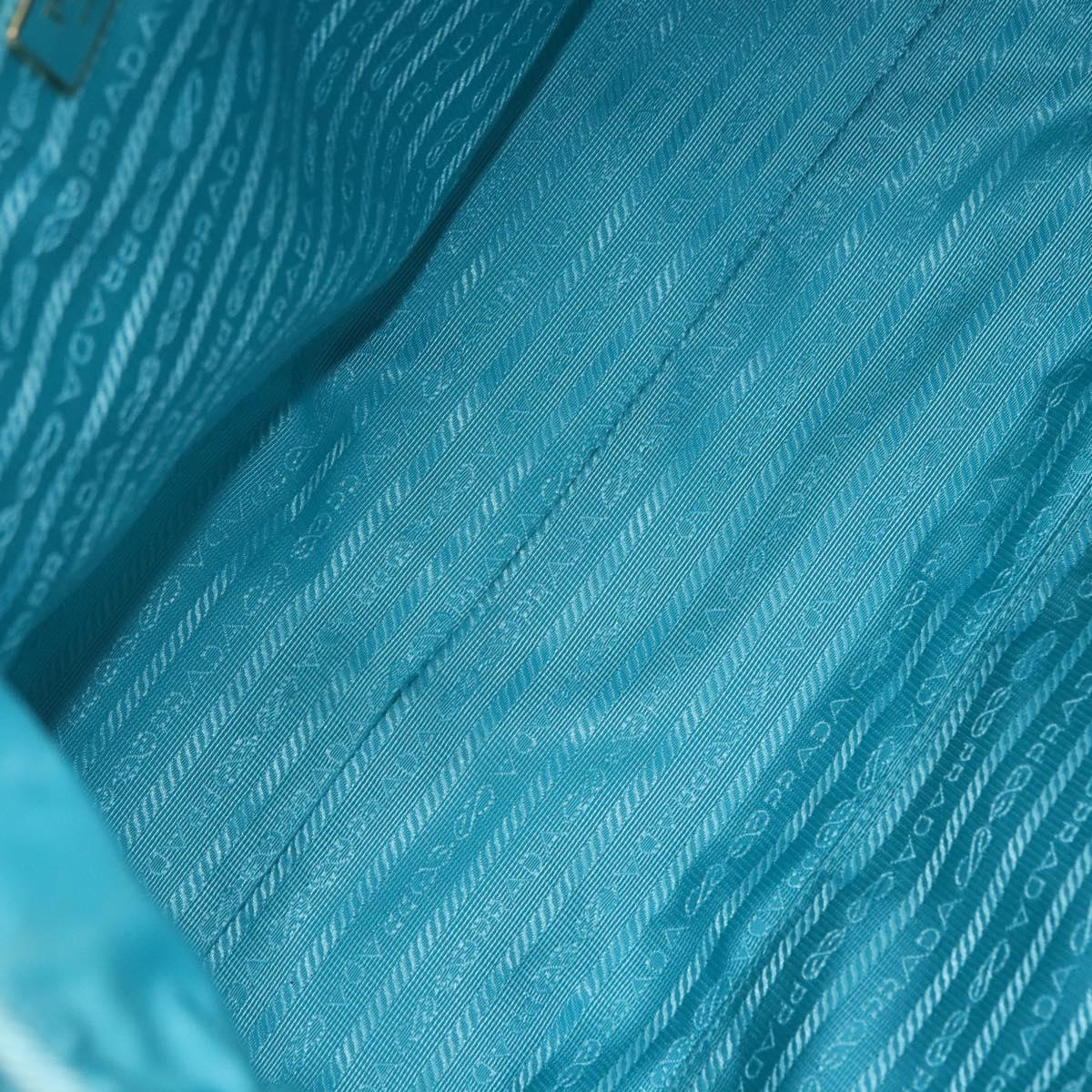 PRADA Tote Bag Nylon Turquoise Blue Gold Auth 192104A - Jerrillo image 10