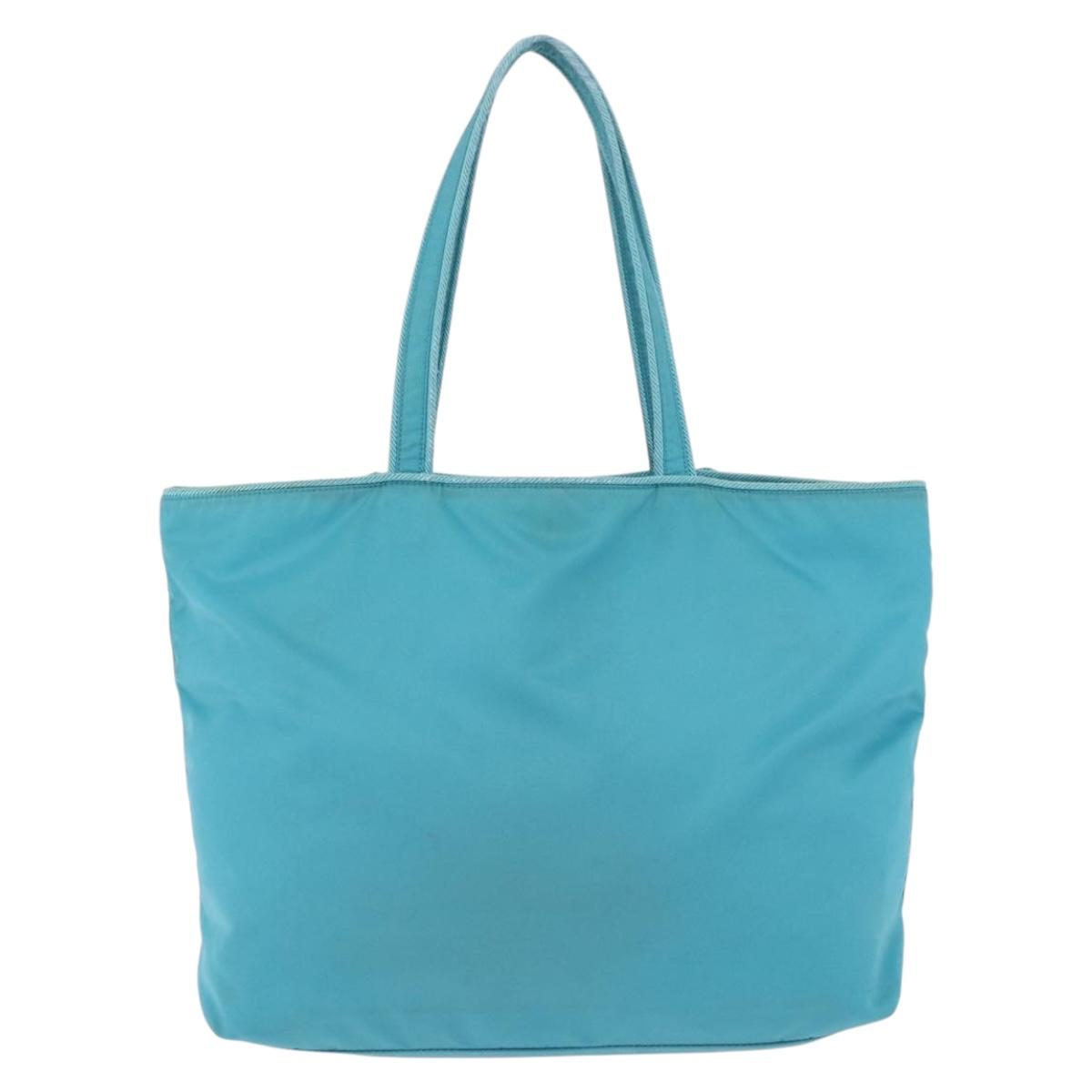 PRADA Tote Bag Nylon Turquoise Blue Gold Auth 192104A - Jerrillo image 2