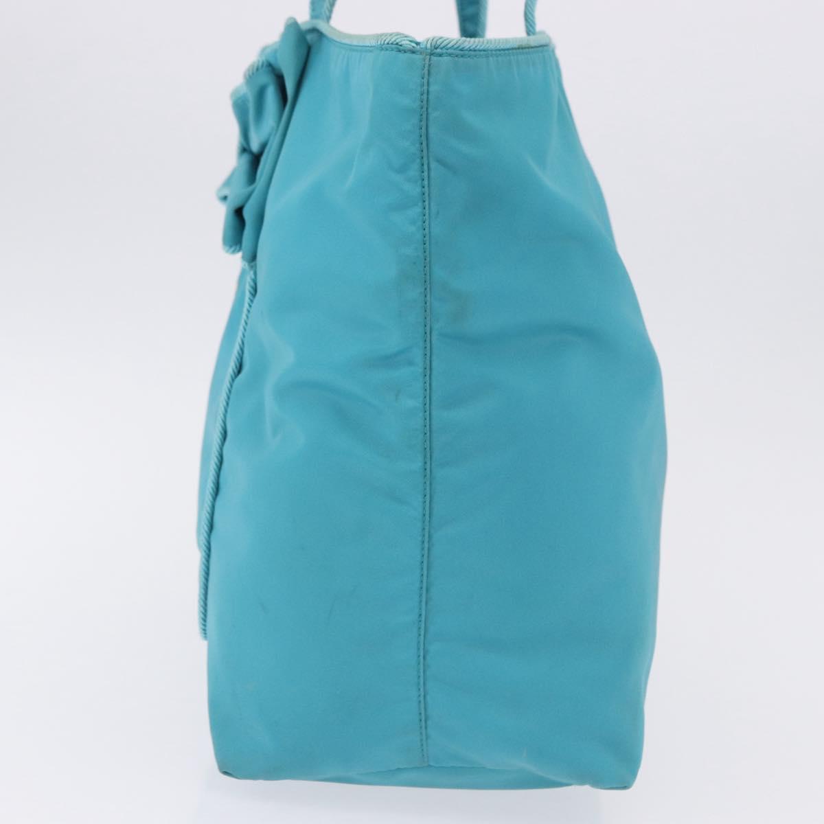 PRADA Tote Bag Nylon Turquoise Blue Gold Auth 192104A - Jerrillo image 3