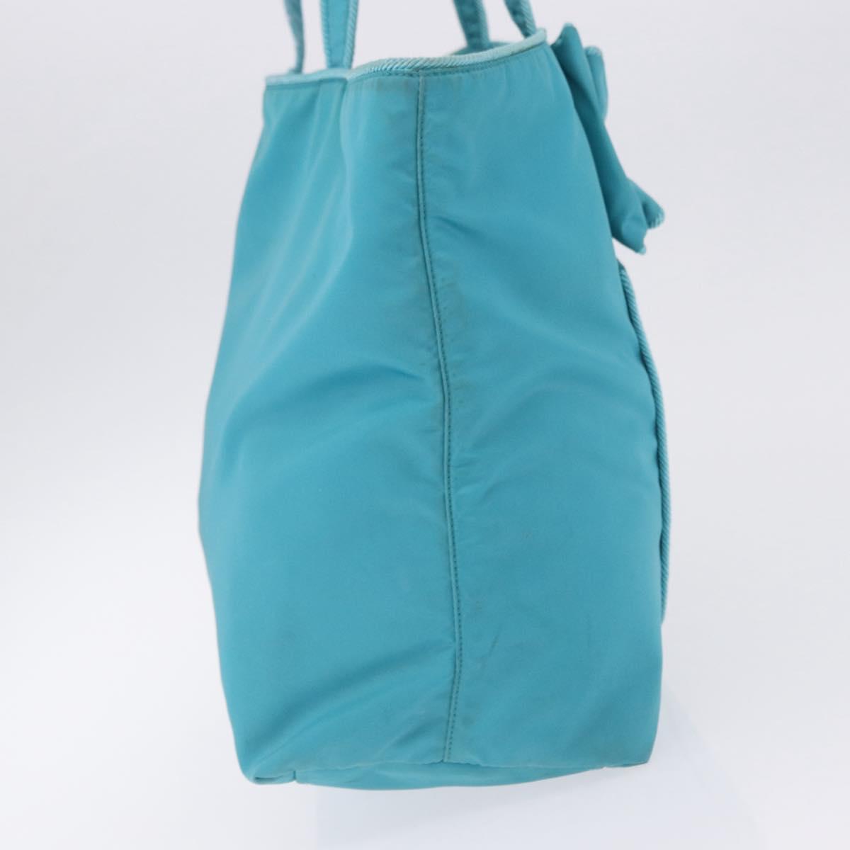 PRADA Tote Bag Nylon Turquoise Blue Gold Auth 192104A - Jerrillo image 4