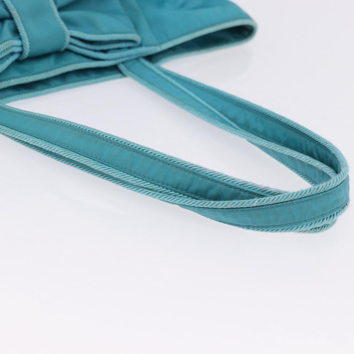 PRADA Tote Bag Nylon Turquoise Blue Gold Auth 192104A - Jerrillo image 7