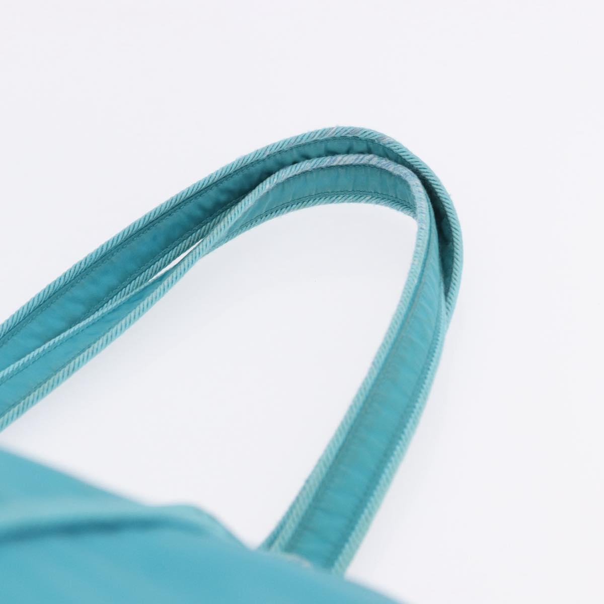 PRADA Tote Bag Nylon Turquoise Blue Gold Auth 192104A - Jerrillo image 8