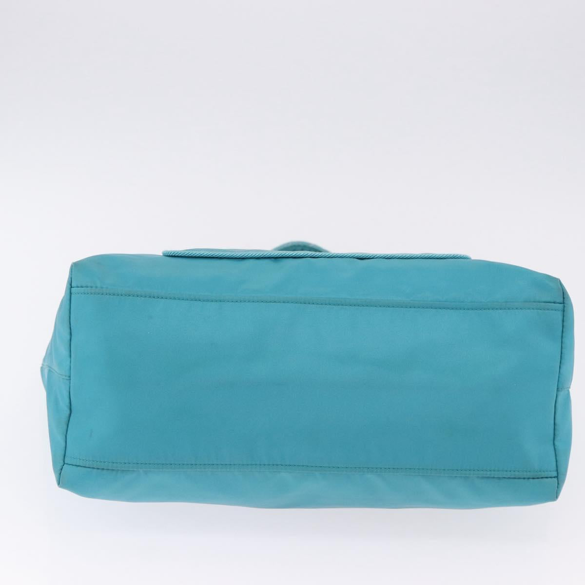 PRADA Tote Bag Nylon Turquoise Blue Gold Auth 192104A - Jerrillo image 5