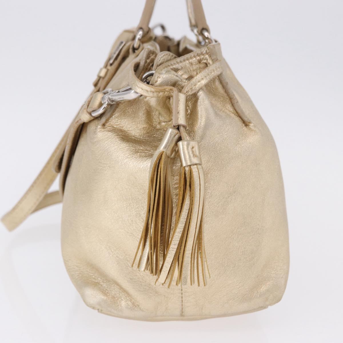 PRADA Hand Bag Leather 2way Silver Gold Auth 192120A - Jerrillo image 3