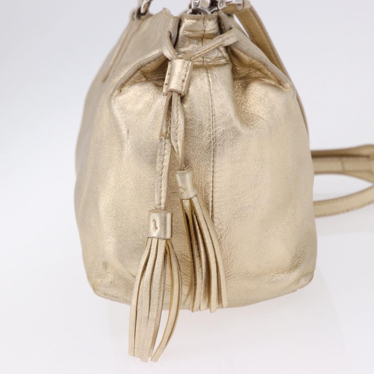 PRADA Hand Bag Leather 2way Silver Gold Auth 192120A - Jerrillo image 4