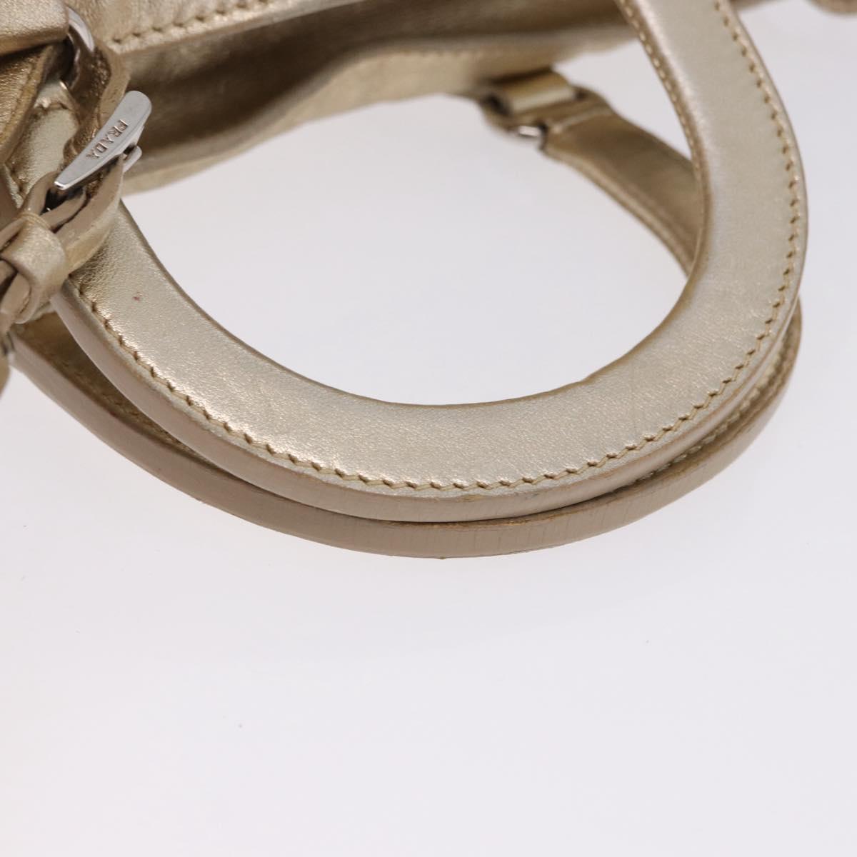 PRADA Hand Bag Leather 2way Silver Gold Auth 192120A - Jerrillo image 8
